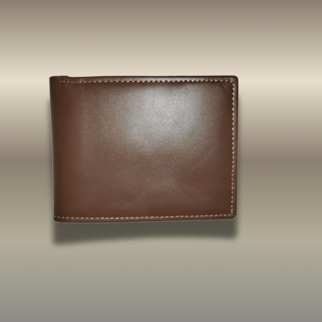 Minimalist Mens Leather Bi-Fold Wallet